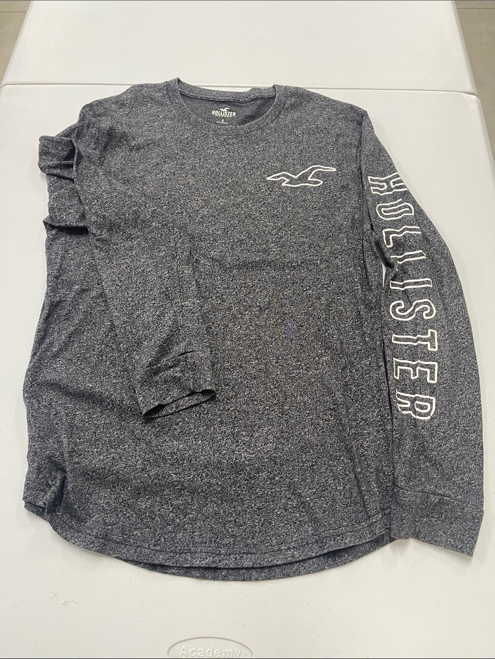 Hollister Men’s Long Sleeve Logo Tee - Heather Charcoal